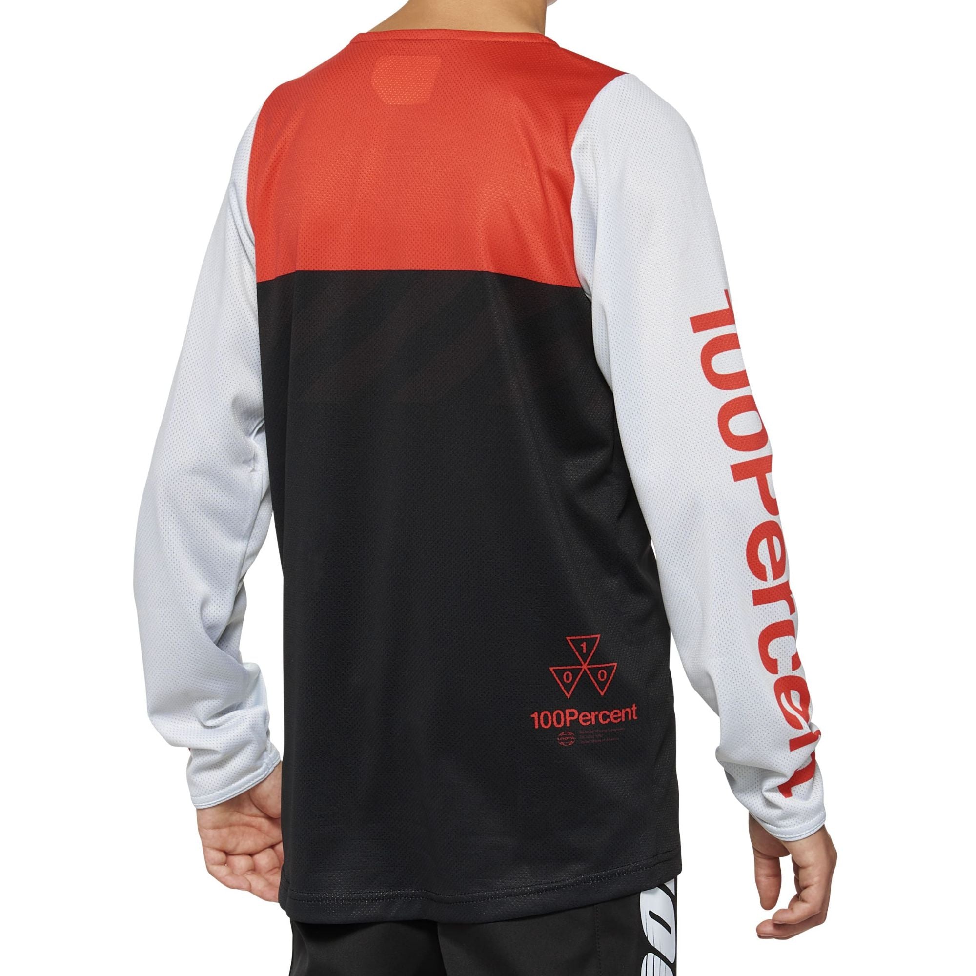 100% R-Core Youth Long Sleeves Jersey Black / Racer Red FREE 1 YEAR Returns, FREE UK Delivery | ThrottleChimp