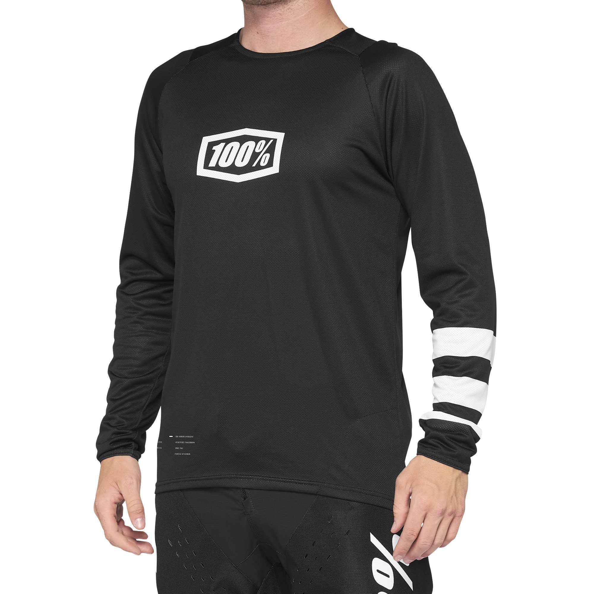 100% R-Core Long Sleeves Jersey Black / White FREE 1 YEAR Returns, FREE UK Delivery | ThrottleChimp