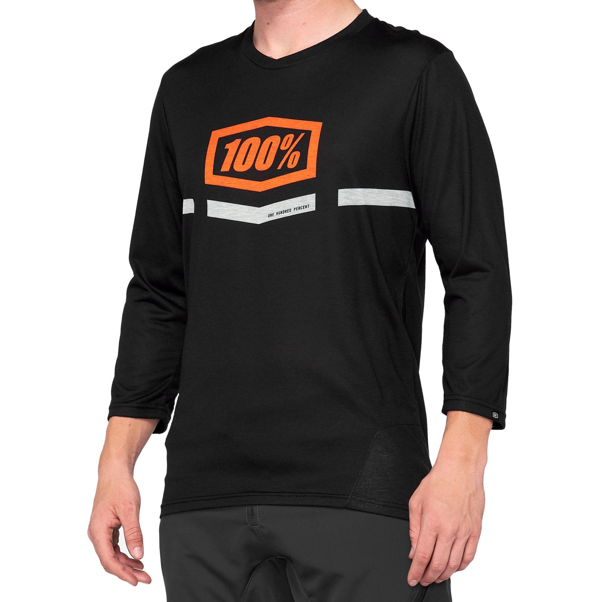 100% Airmatic 3/4 Sleeves Jersey Black / Orange FREE 1 YEAR Returns, FREE UK Delivery | ThrottleChimp