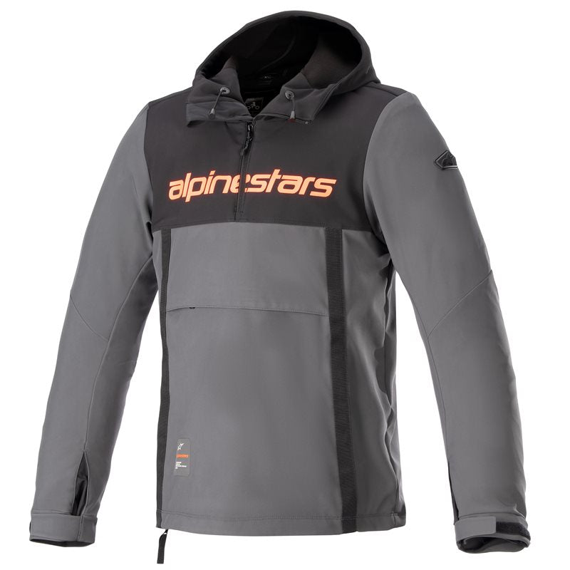 Alpinestars Sherpa Hoodie Black / Tar Grey / Fluo Red FREE 1 YEAR Returns, FREE UK Delivery | ThrottleChimp