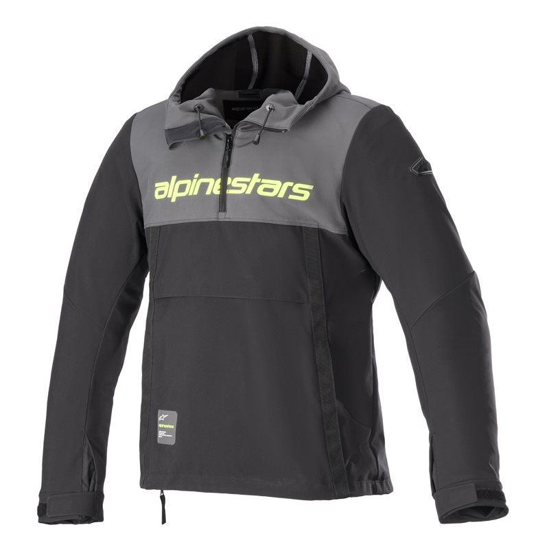 Alpinestars Sherpa Hoodie Tar Grey / Black / Fluo Yellow FREE 1 YEAR Returns, FREE UK Delivery | ThrottleChimp