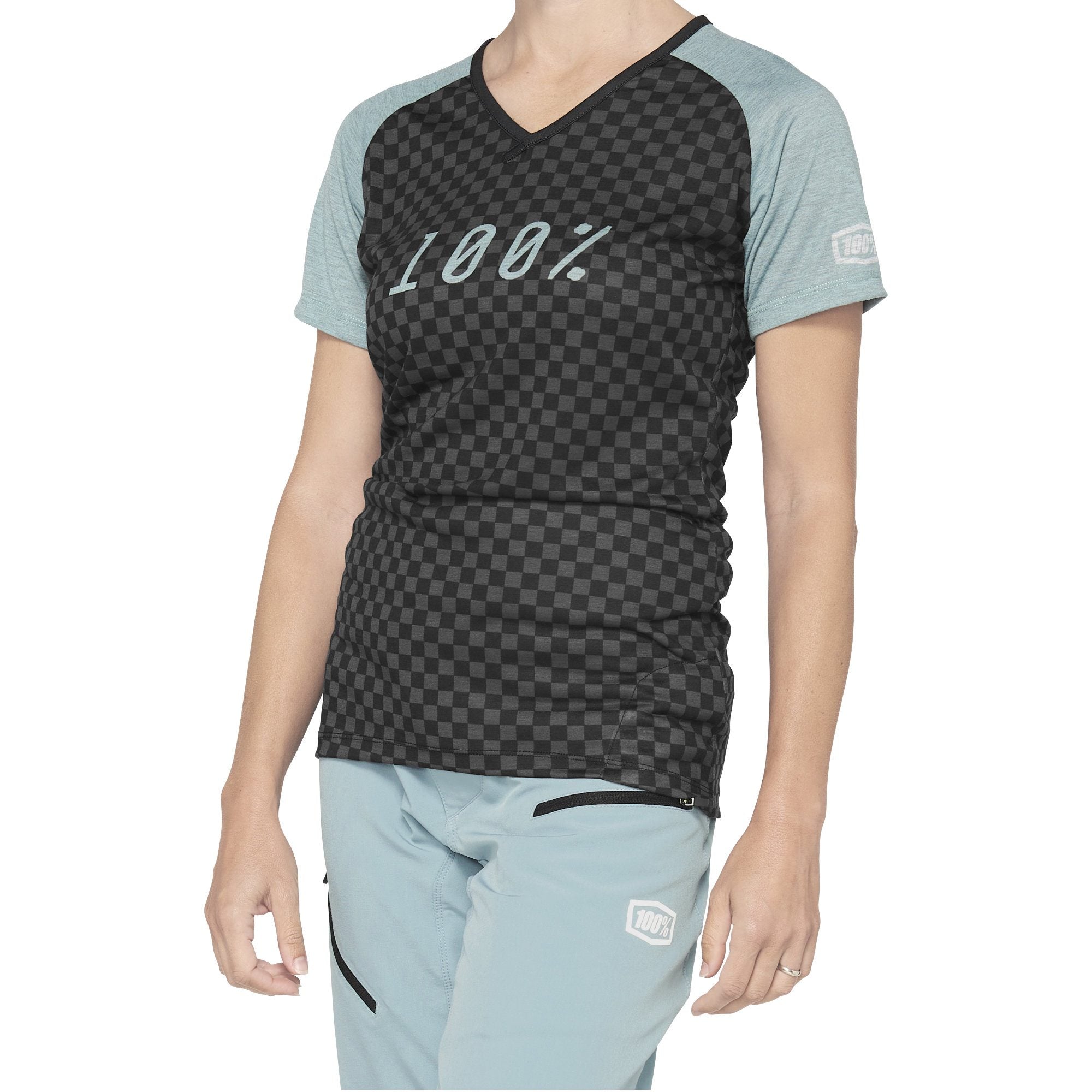 100% Airmatic Ladies Jersey Seafoam / Checkers FREE 1 YEAR Returns, FREE UK Delivery | ThrottleChimp