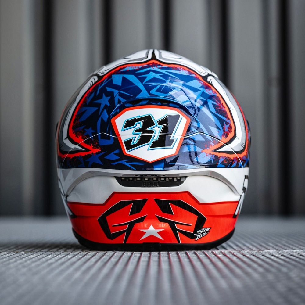 HJC RPHA 1 Garrett Gerloff Replica Full Face Helmet MC21 White / Red / Blue FREE 1 YEAR Returns, FREE UK Delivery | ThrottleChimp