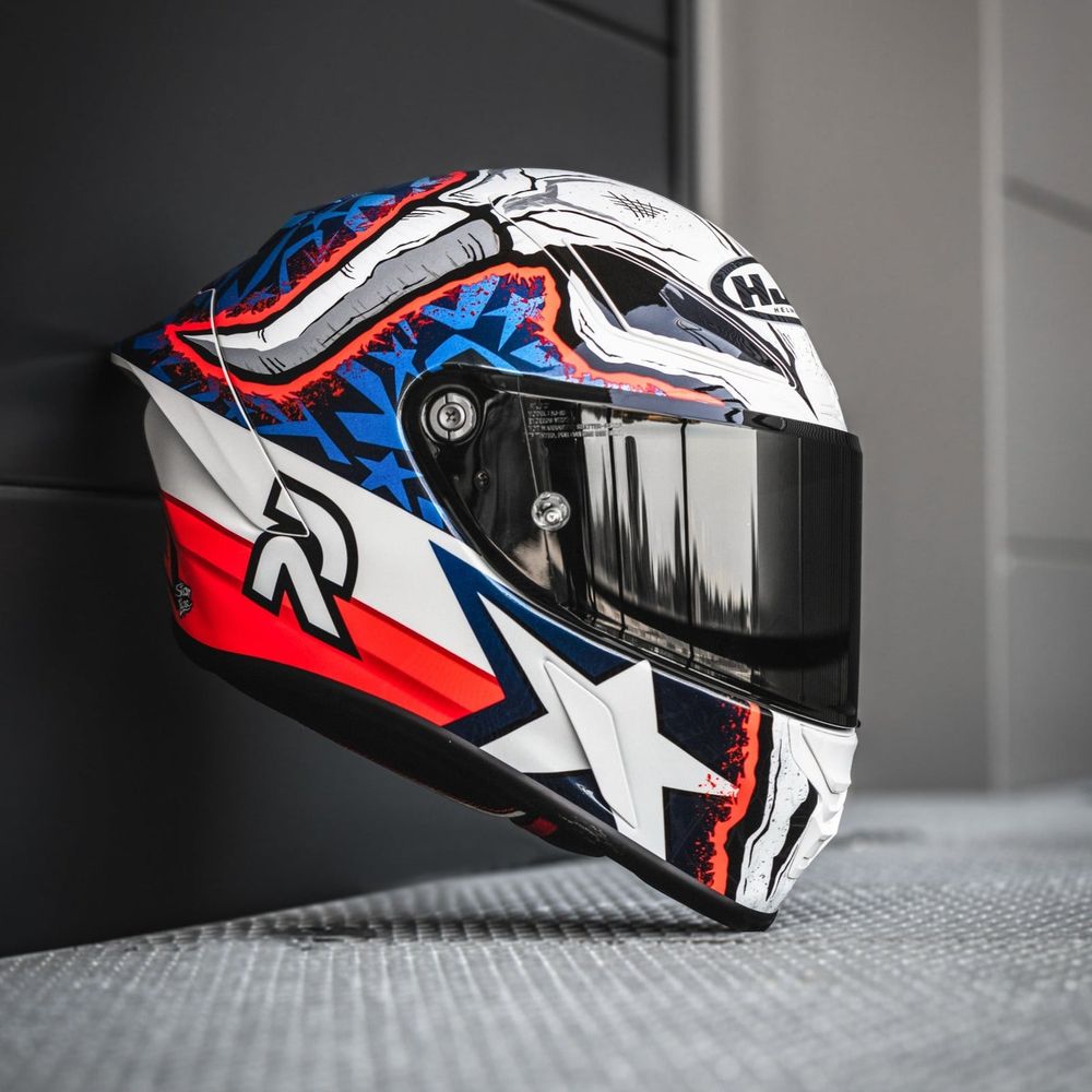 HJC RPHA 1 Garrett Gerloff Replica Full Face Helmet MC21 White / Red / Blue FREE 1 YEAR Returns, FREE UK Delivery | ThrottleChimp