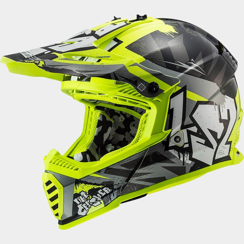 LS2 MX437 Fast 2 Mini Junior ECE 22.06 Motocross Helmet Crusher Black / Yellow - ThrottleChimp