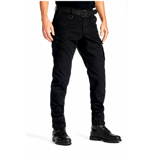 Pando Moto Mark Kev 01 Slim Fit Cargo Trouser Black (Image 5) - ThrottleChimp