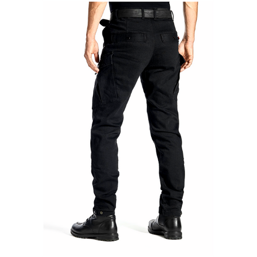 Pando Moto Mark Kev 01 Slim Fit Cargo Trouser Black (Image 4) - ThrottleChimp