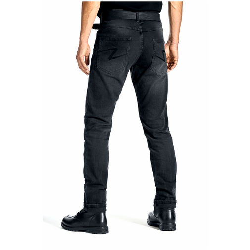 Pando Moto Robby Slim Fit Denim Jeans Black (Image 5) - ThrottleChimp