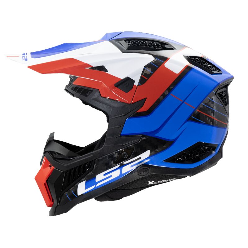 LS2 MX703 X-Force Carbon Motocross Helmet Galuo White / Red / Blue FREE 1 YEAR Returns, FREE UK Delivery | ThrottleChimp