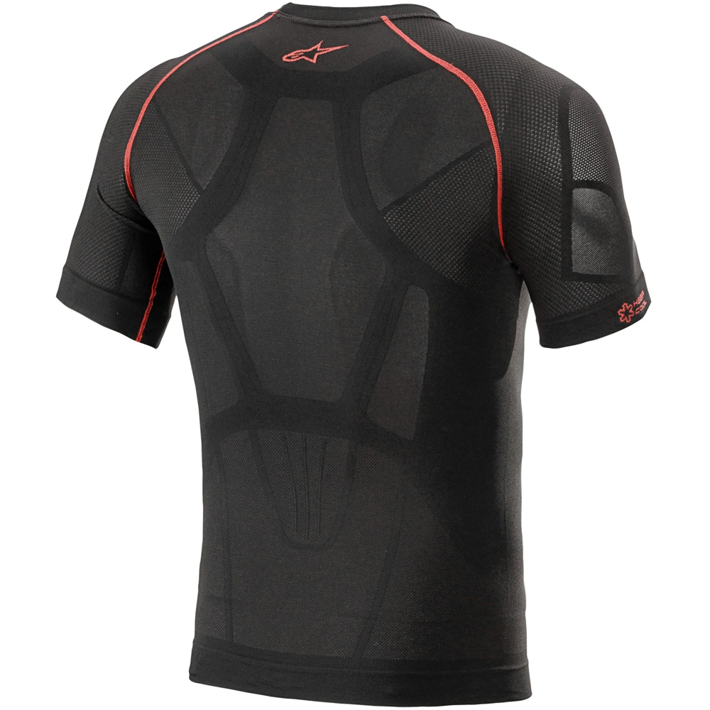 Alpinestars Ride Tech V2 Short Sleeves Summer Base Layer Top Black / Red (Image 2) - ThrottleChimp