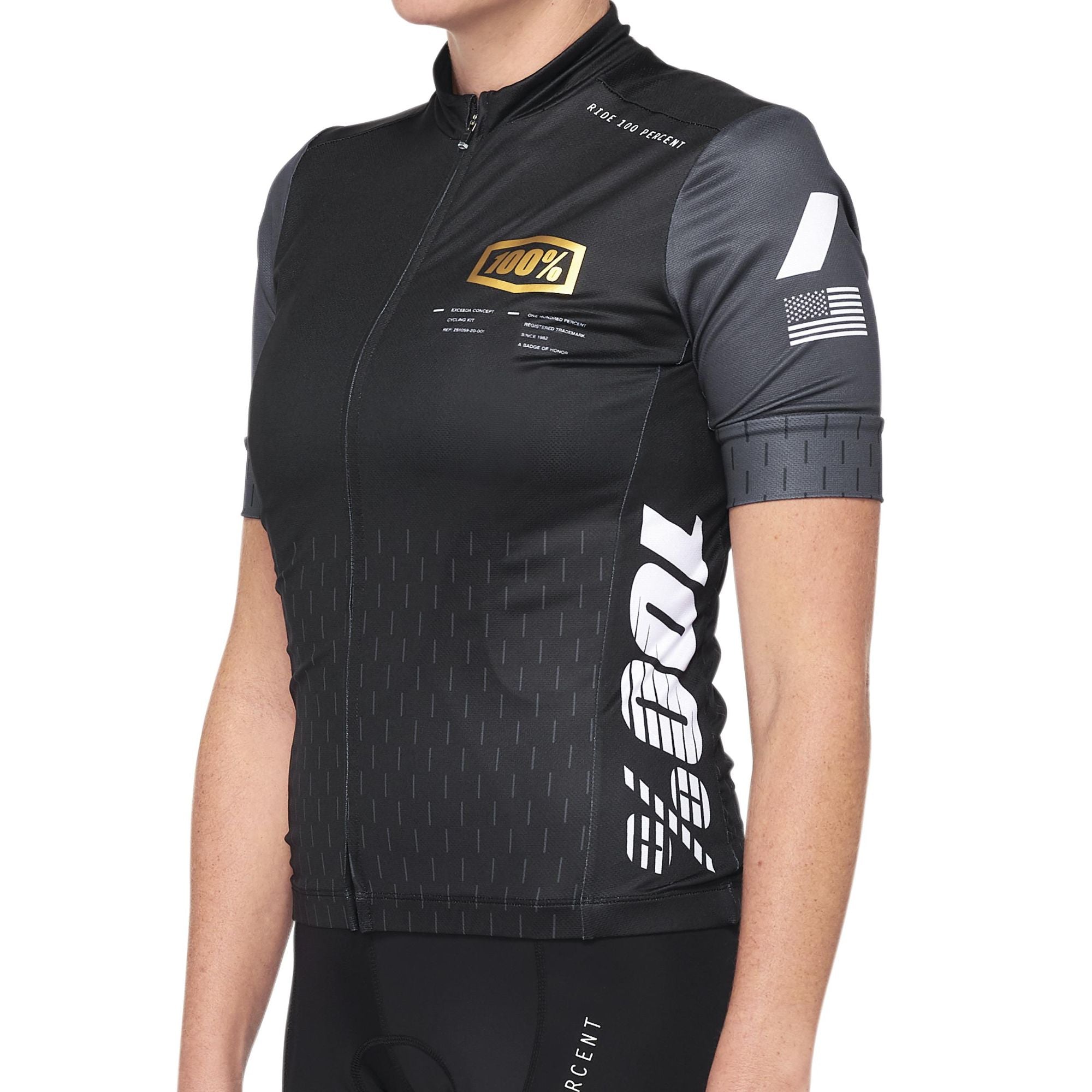 100% Exceeda Ladies Jersey Black / Charcoal FREE 1 YEAR Returns, FREE UK Delivery | ThrottleChimp