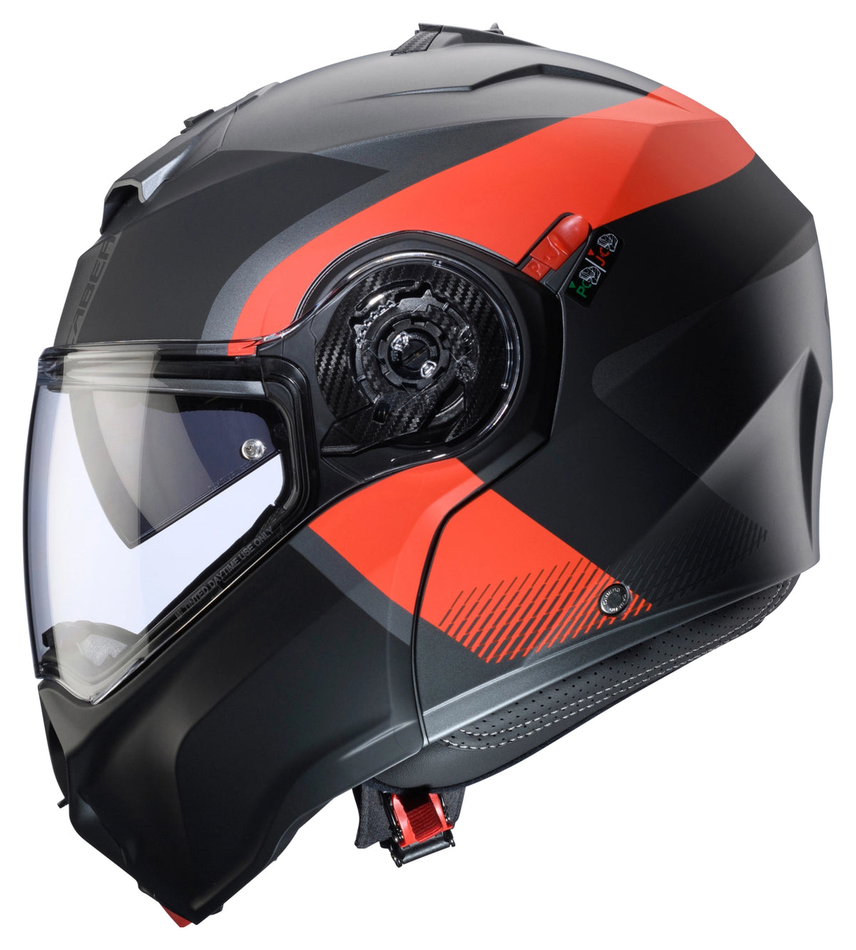 Caberg Duke Evo Indy Flip-Up Helmet Matt Gun Metal / Fluo Red / Black