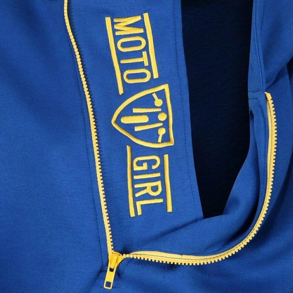 MotoGirl Helmet Ladies Hoodie Blue / Yellow FREE 1 YEAR Returns, FREE UK Delivery | ThrottleChimp