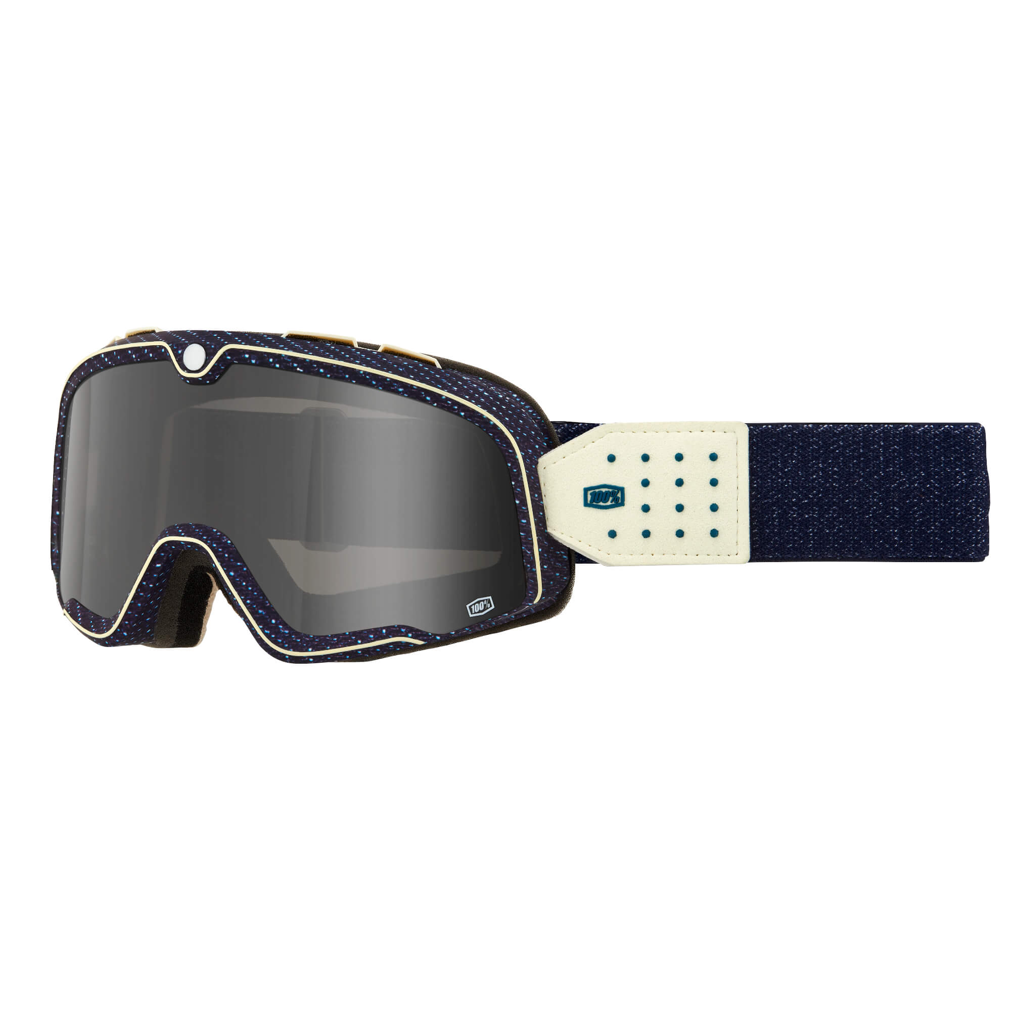 100% Barstow Goggle Denim / Dark Smoke Lens FREE 1 YEAR Returns, FREE UK Delivery | ThrottleChimp