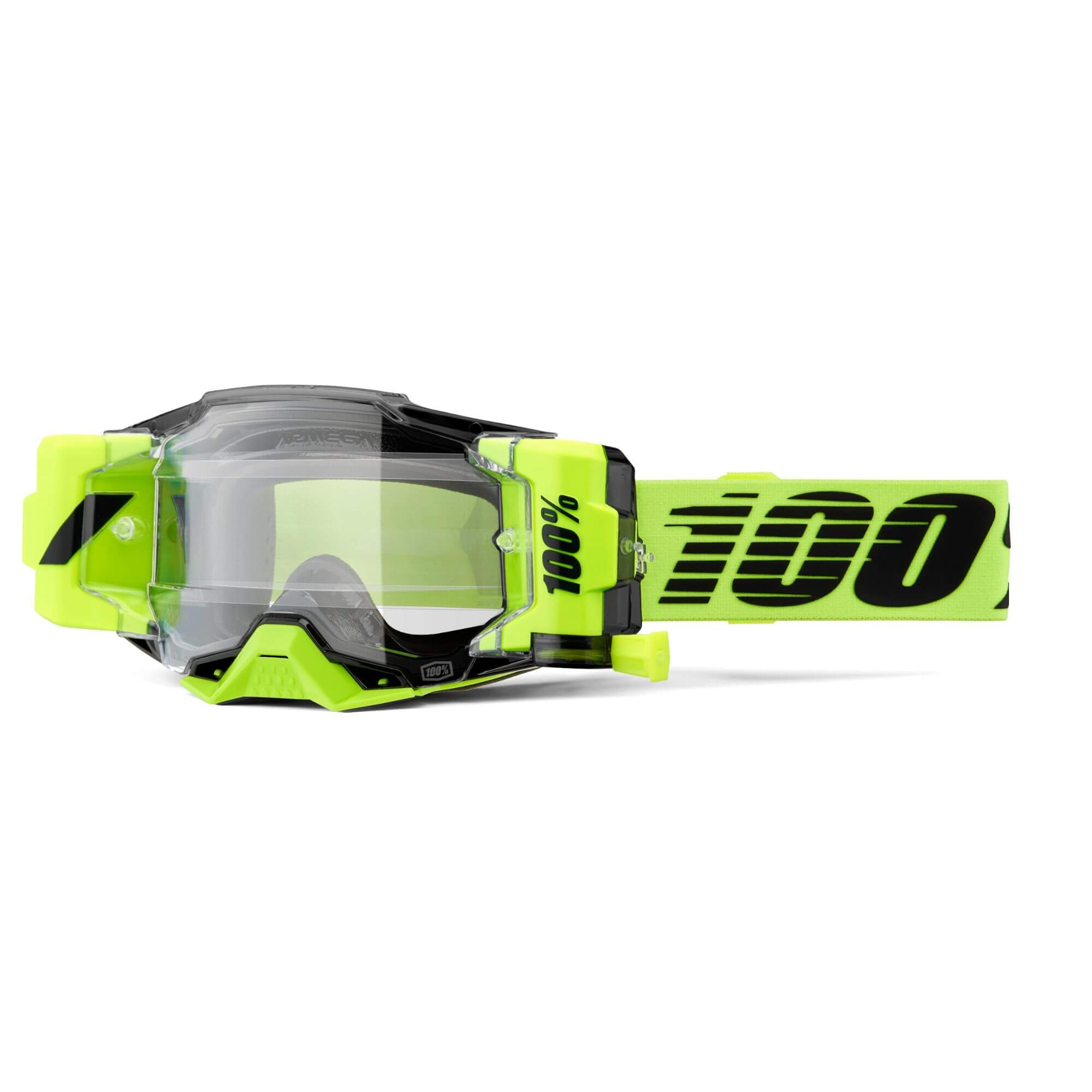 100% Armega Forecast Goggles Neon Yellow / Clear Lens FREE 1 YEAR Returns, FREE UK Delivery | ThrottleChimp