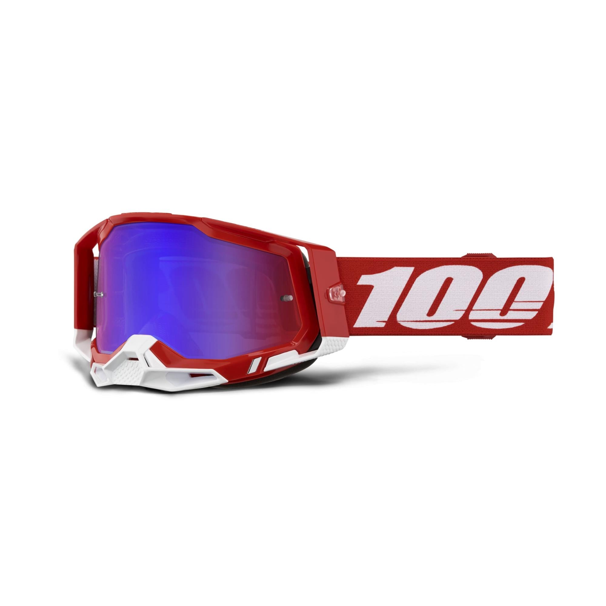 100% Racecraft 2 Goggles Red / Mirror Red/Blue Lens FREE 1 YEAR Returns, FREE UK Delivery | ThrottleChimp