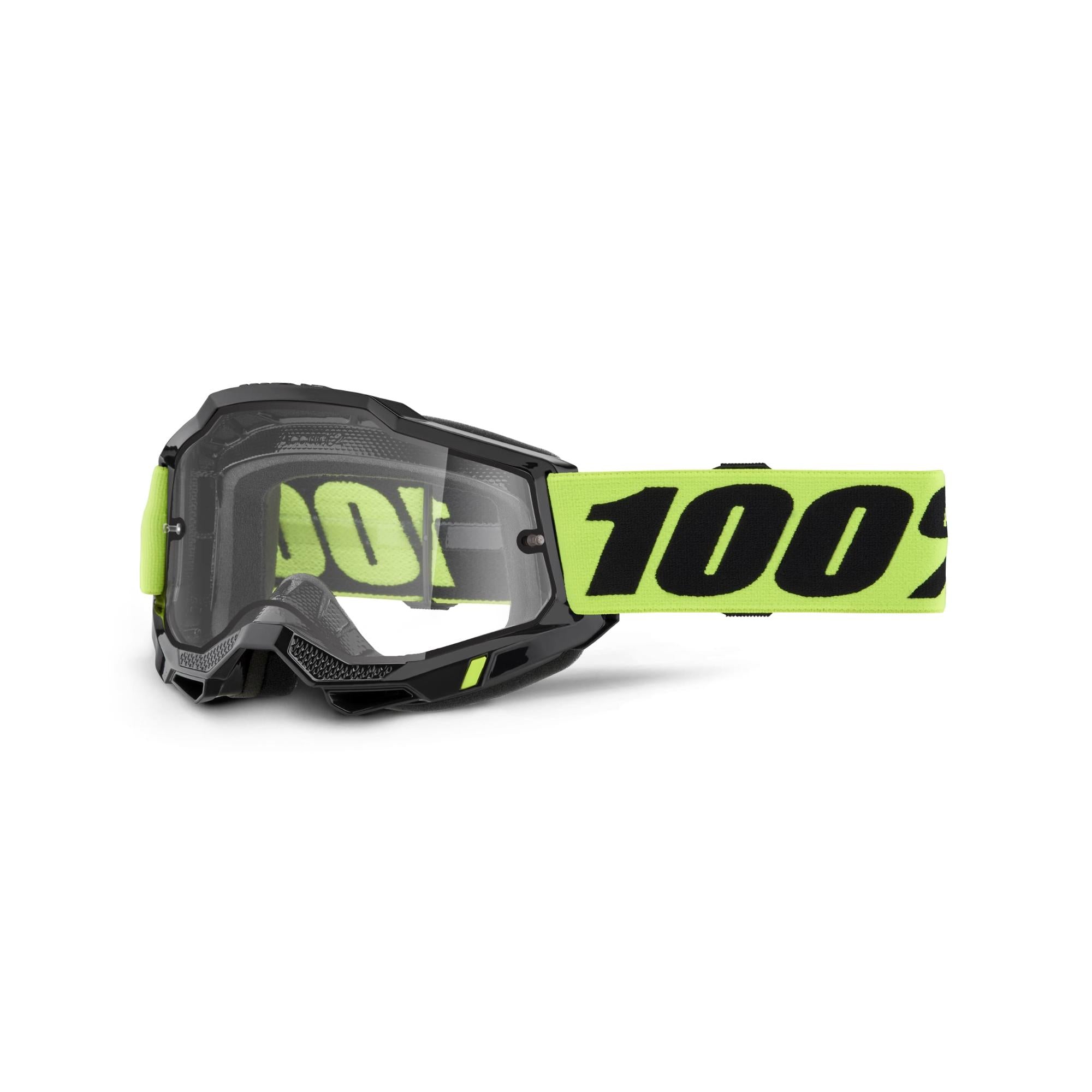 100% Accuri 2 Enduro Moto Goggles Neon Yellow / Clear Lens FREE 1 YEAR Returns, FREE UK Delivery | ThrottleChimp