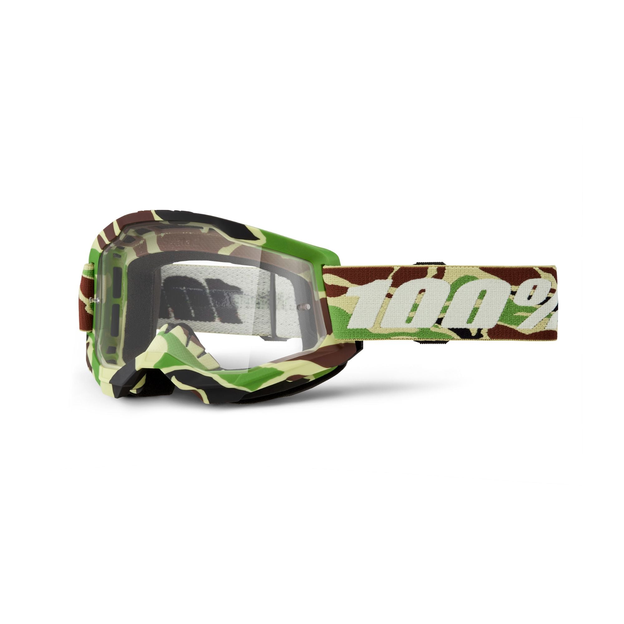 100% Strata 2 Goggles War Camo / Clear Lens FREE 1 YEAR Returns, FREE UK Delivery | ThrottleChimp