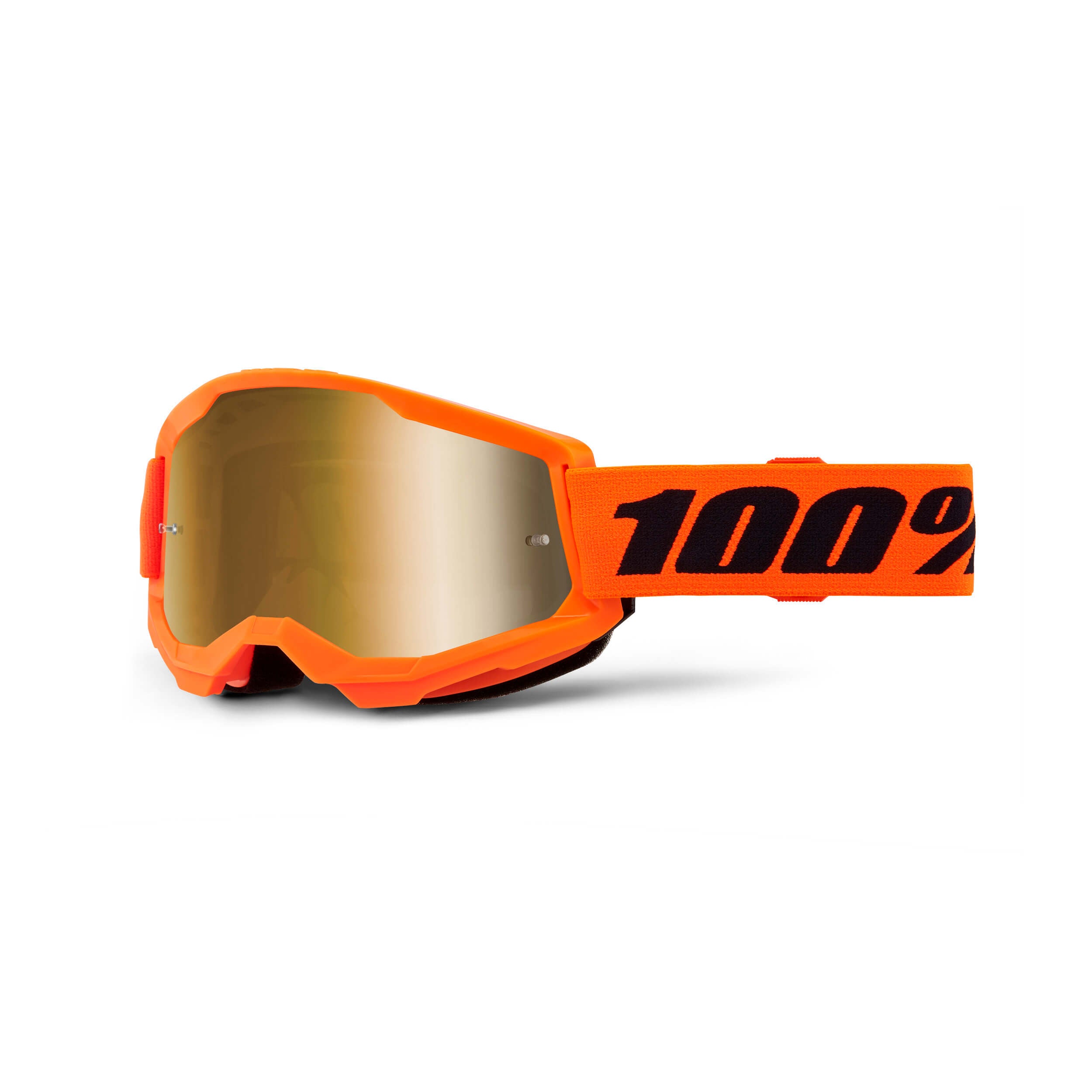 100% Strata 2 Goggles Neon Orange / Gold Mirror Lens FREE 1 YEAR Returns, FREE UK Delivery | ThrottleChimp