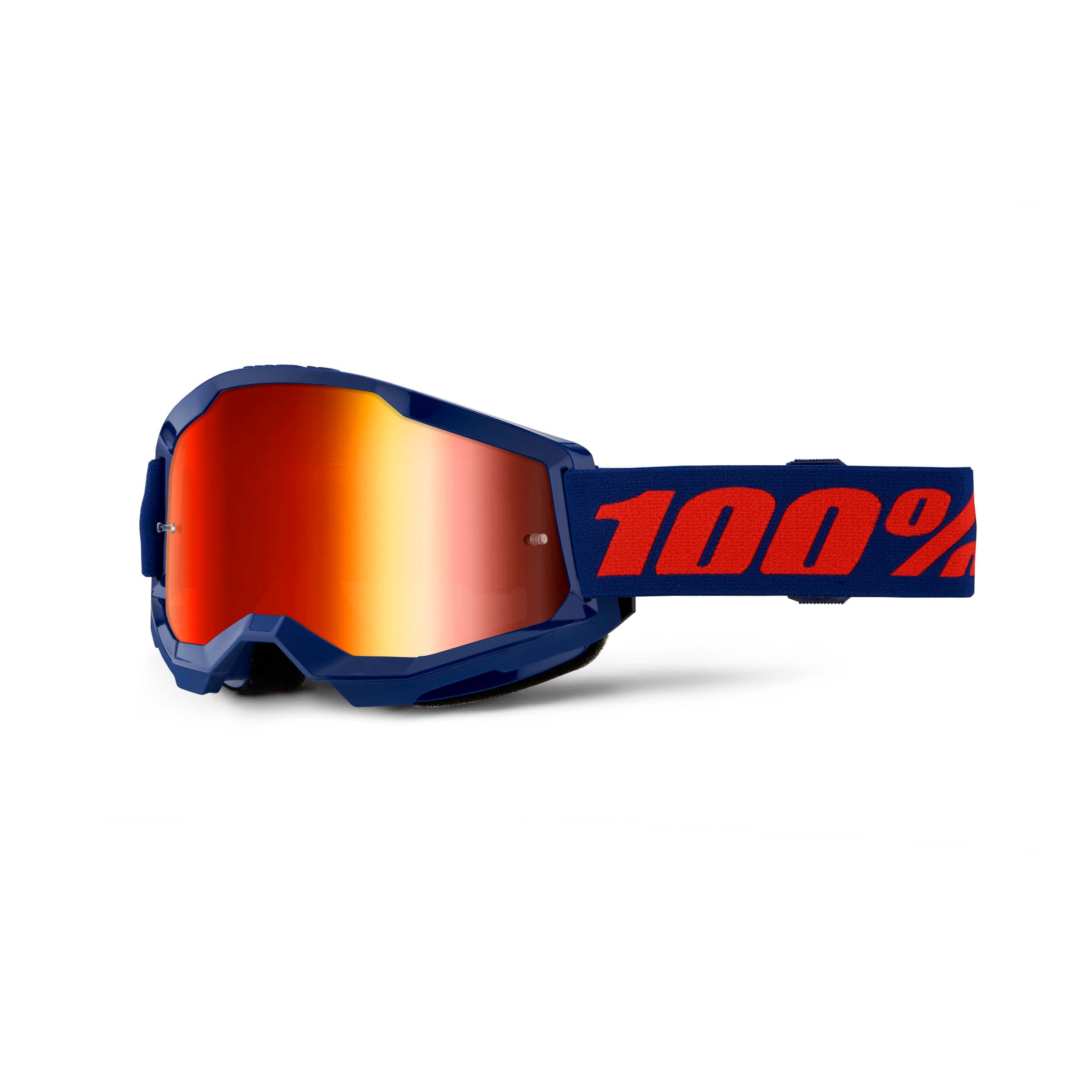 100% Strata 2 Goggles Navy / Red Mirror Lens FREE 1 YEAR Returns, FREE UK Delivery | ThrottleChimp