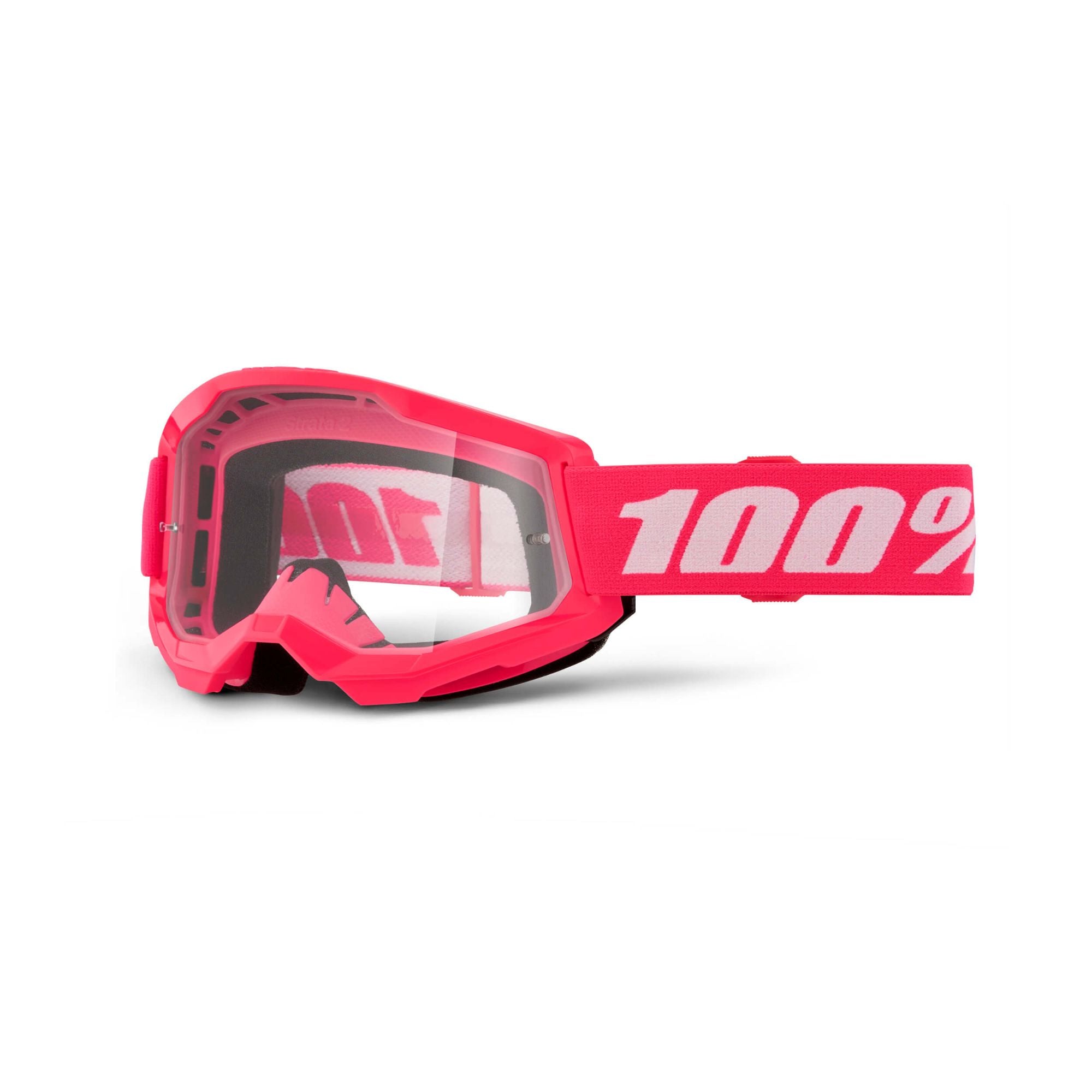 100% Strata 2 Youth Goggles Pink / Clear Lens FREE 1 YEAR Returns, FREE UK Delivery | ThrottleChimp