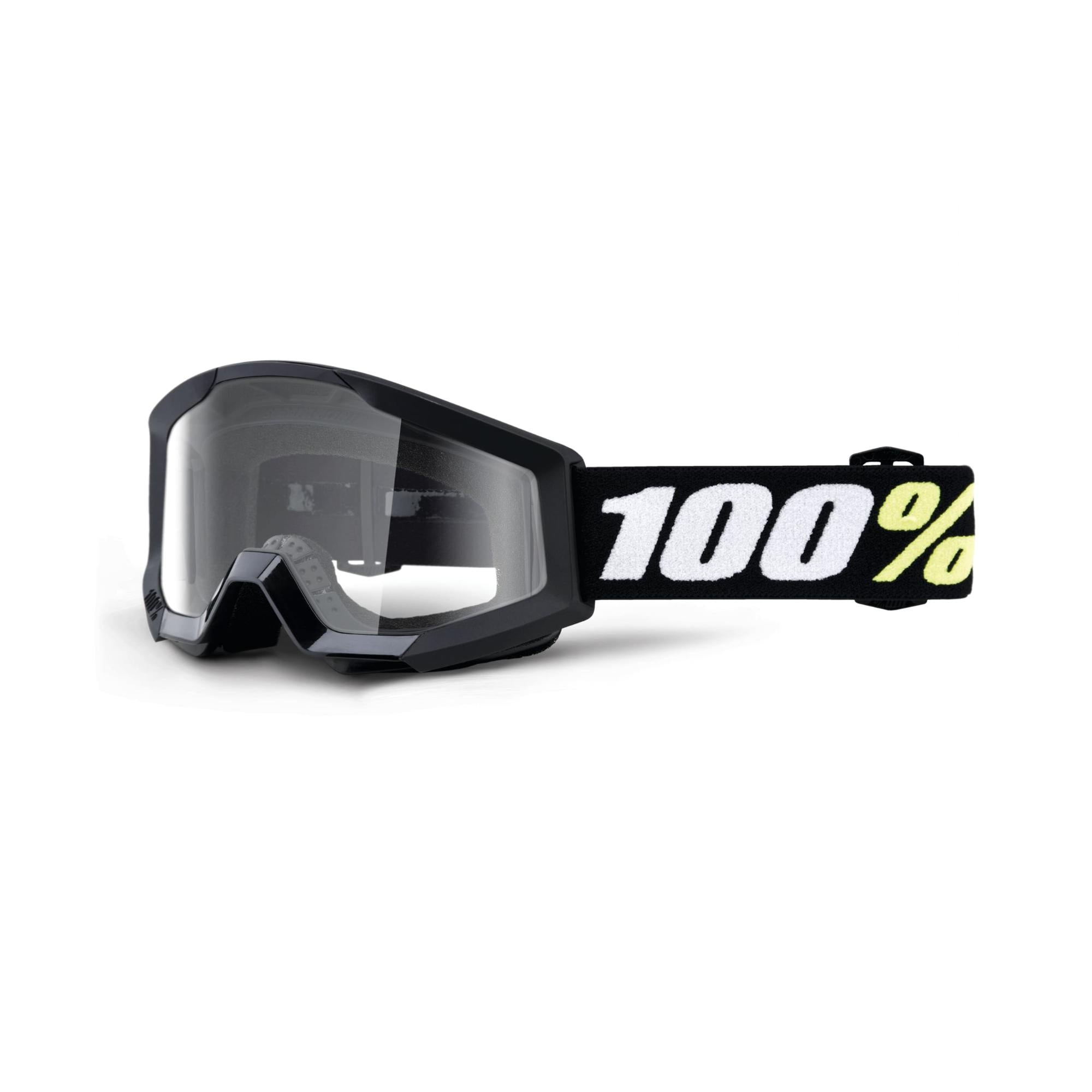 100% Strata Mini Goggles Black / Clear Lens FREE 1 YEAR Returns, FREE UK Delivery | ThrottleChimp