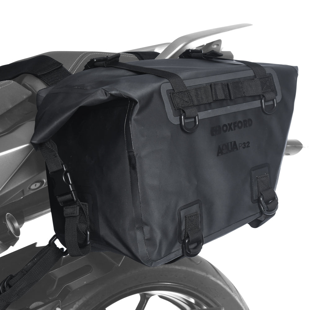 Oxford Aqua P32 Pannier Bag Black - 32 Litres (Image 2) - ThrottleChimp