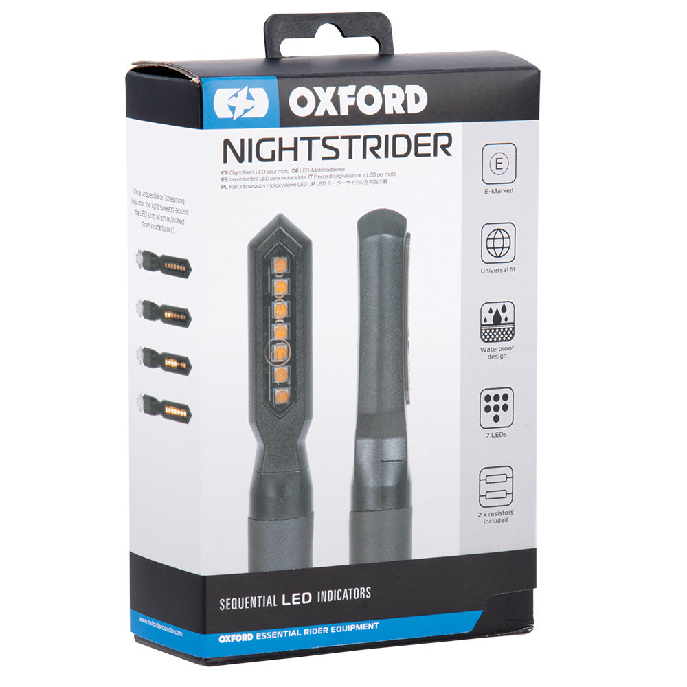 Oxford NightStrider Sequential Indicators Black With 2 Resistors FREE 1 YEAR Returns, FREE UK Delivery | ThrottleChimp