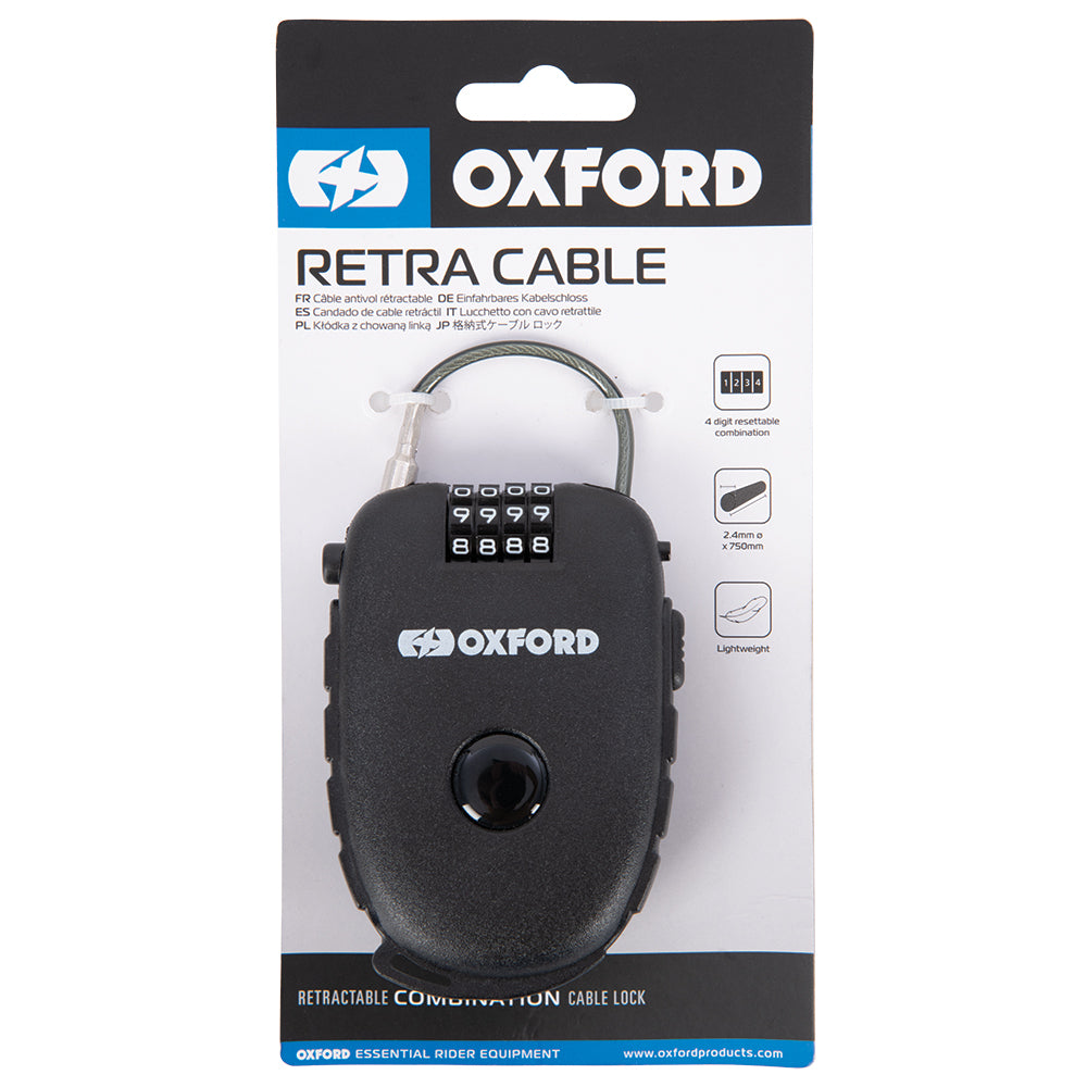 Oxford Retra Lock Cable Black - 75cm (Image 3) - ThrottleChimp