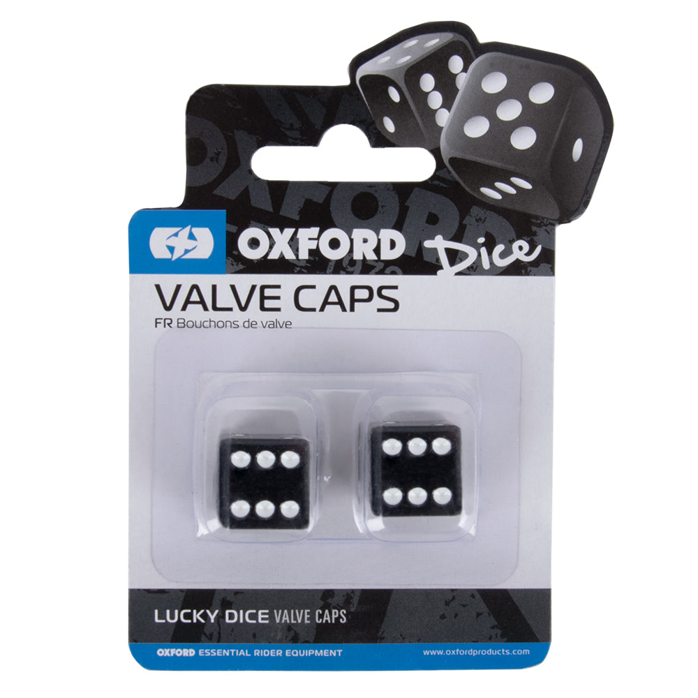 Oxford Lucky Dice Valve Caps Black (Image 2) - ThrottleChimp