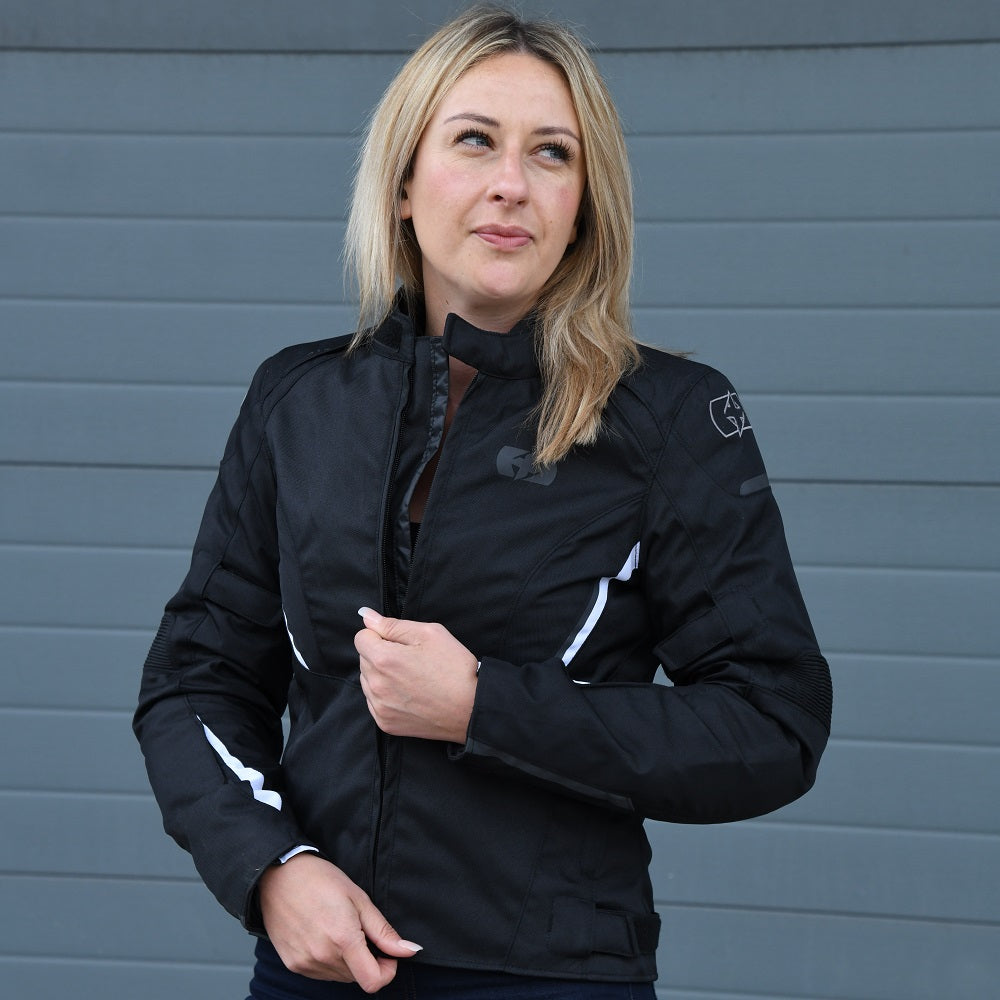 Oxford Iota 1.0 Ladies Textile Jacket Tech Black / White (Image 5) - ThrottleChimp