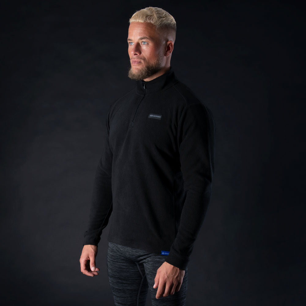 Oxford Advanced Micro Fleece 1/2 Neck Top Black (Image 2) - ThrottleChimp