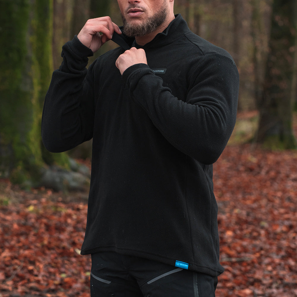 Oxford Advanced Micro Fleece 1/2 Neck Top Black FREE 1 YEAR Returns, FREE UK Delivery | ThrottleChimp