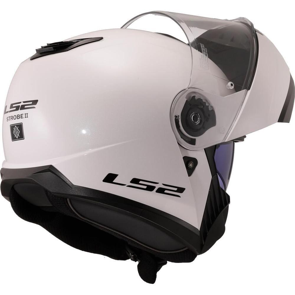 LS2 FF908 Strobe 2 ECE 22.06 Flip-Up Helmet Gloss White (Image 4) - ThrottleChimp