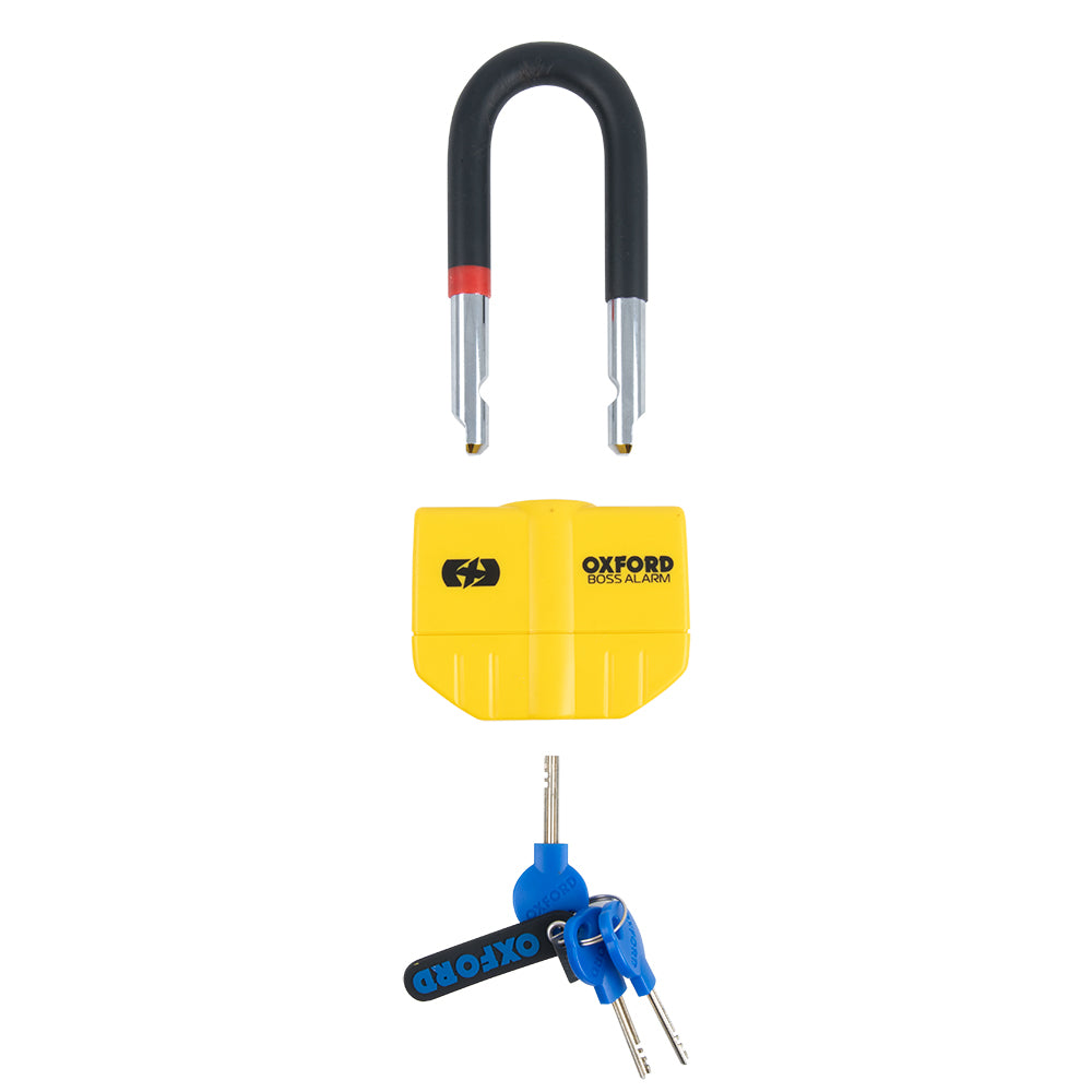 Oxford Boss Alarm Disc Lock Yellow - 14 mm FREE 1 YEAR Returns, FREE UK Delivery | ThrottleChimp