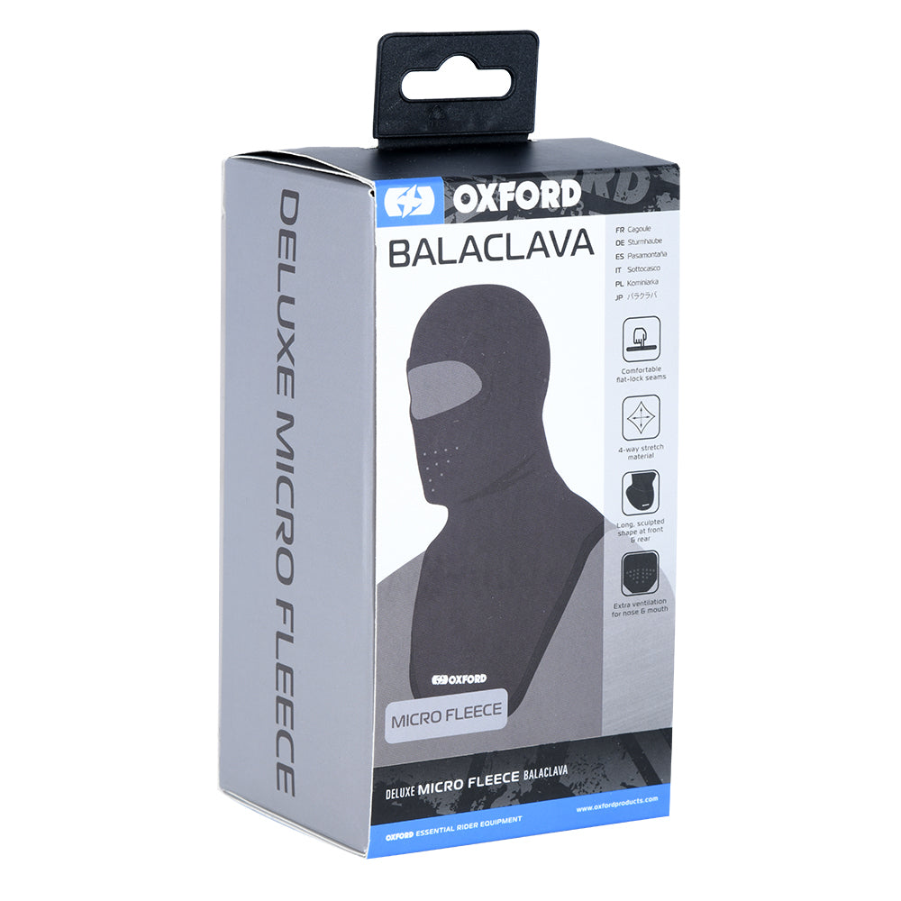 Oxford Deluxe Micro Fleece Balaclava Black FREE 1 YEAR Returns, FREE UK Delivery | ThrottleChimp