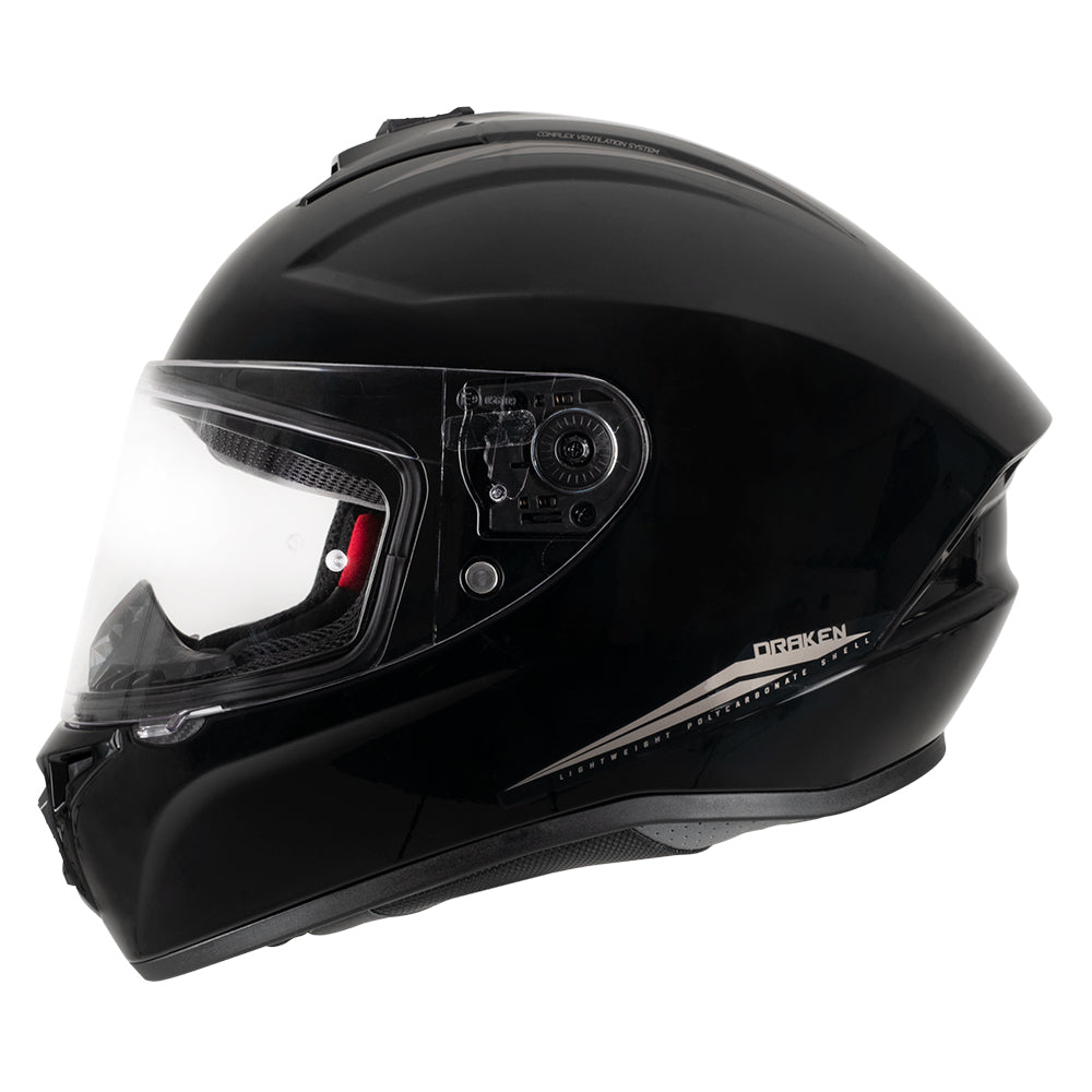 MT Draken Full Face Helmet Gloss Black With DD Chinstrap - ThrottleChimp