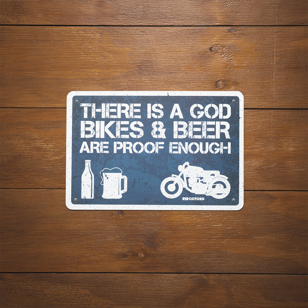 Oxford There Is A God Garage Metal Sign - 30cm x 20cm x 0.25mm (Image 2) - ThrottleChimp