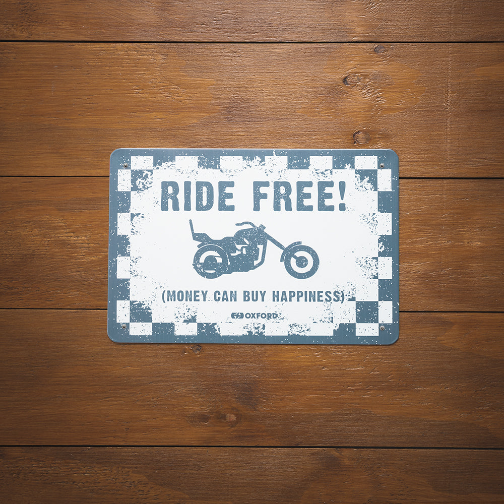 Oxford Ride Free Garage Metal Sign - 30cm x 20cm x 0.25mm (Image 2) - ThrottleChimp