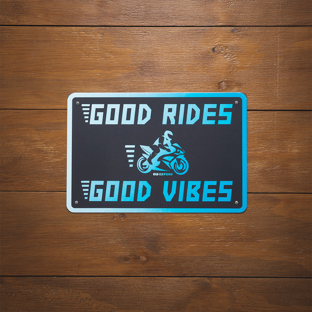 Oxford Good Vibes Garage Metal Sign - 30cm x 20cm x 0.25mm (Image 2) - ThrottleChimp