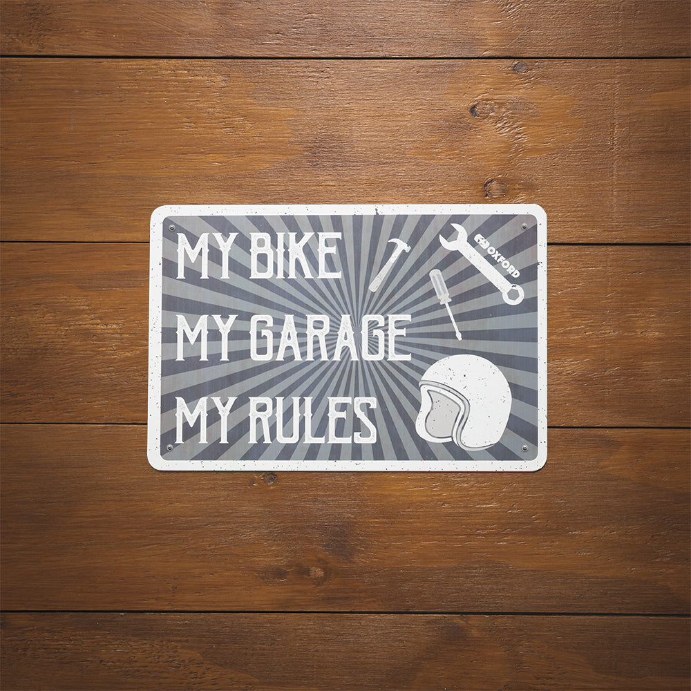 Oxford My Rules Garage Metal Sign - 30cm x 20cm x 0.25mm (Image 2) - ThrottleChimp