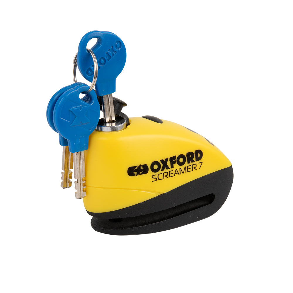 Oxford Screamer7 Alarm Disc Lock Yellow / Black (Image 2) - ThrottleChimp