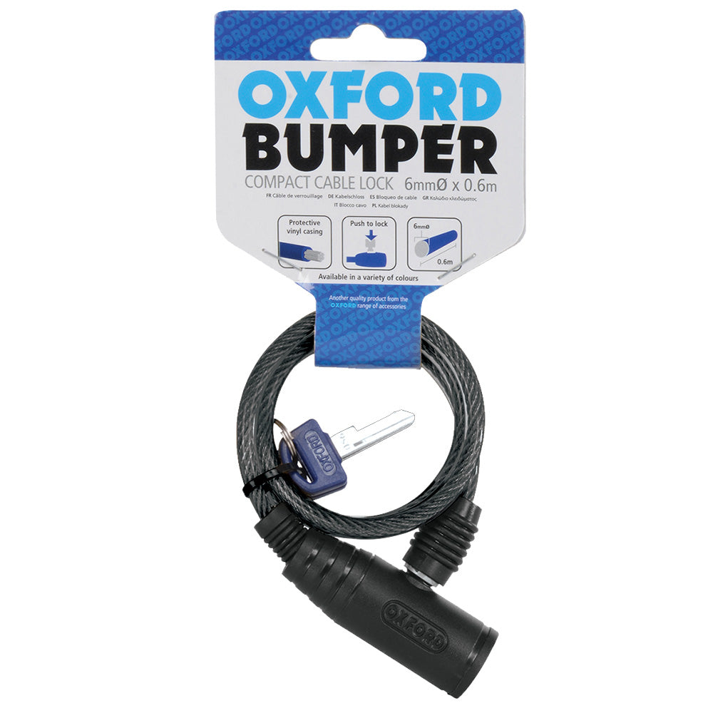 Oxford Bumper Cable Lock Smoke - 600 mm x 6 mm FREE 1 YEAR Returns, FREE UK Delivery | ThrottleChimp