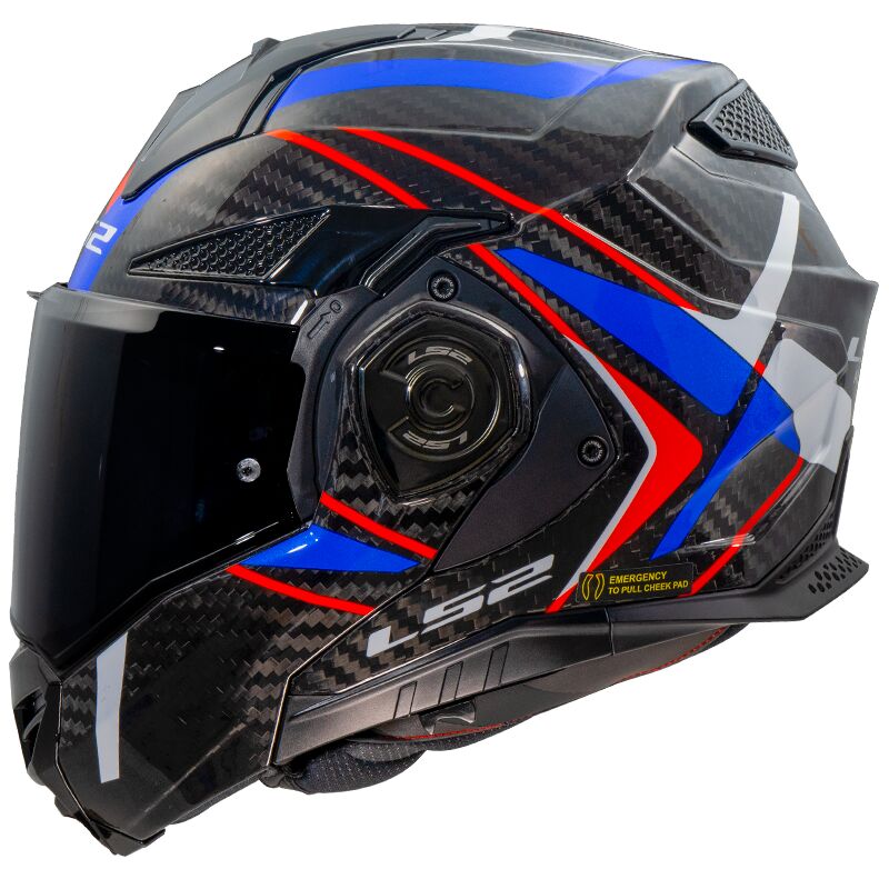 LS2 FF901 Advant X Carbon Future 2 Flip-Up Helmet White / Blue FREE 1 YEAR Returns, FREE UK Delivery | ThrottleChimp