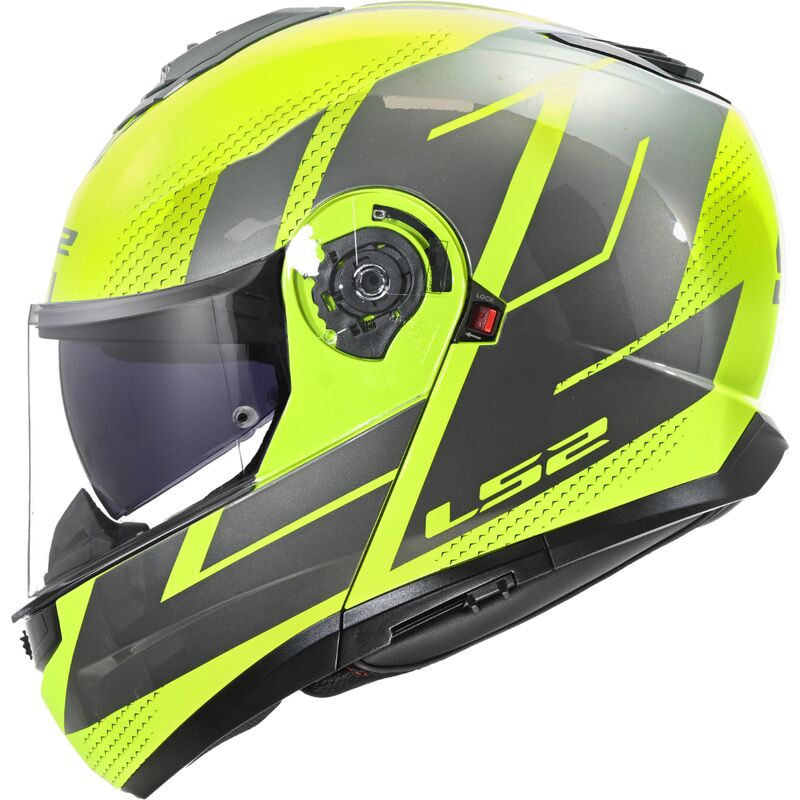 LS2 FF908 Strobe 2 Flip-Up Helmet Code Hi-Vis Yellow / Grey FREE 1 YEAR Returns, FREE UK Delivery | ThrottleChimp