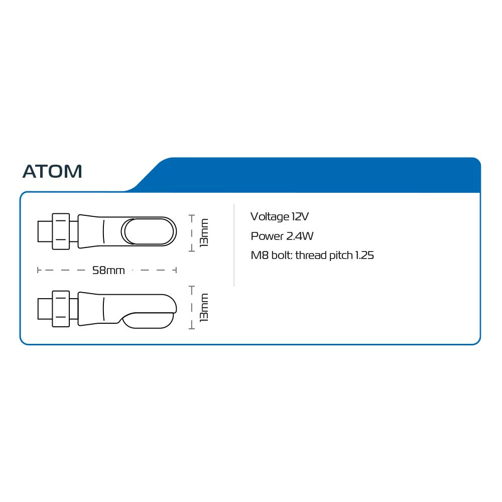 Oxford ATOM Mini Indicators Black With 2 Resistors (Image 8) - ThrottleChimp