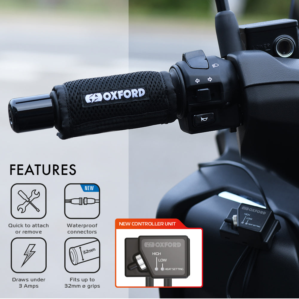 Oxford HotGrips Advanced Heated Overgrips Black FREE 1 YEAR Returns, FREE UK Delivery | ThrottleChimp