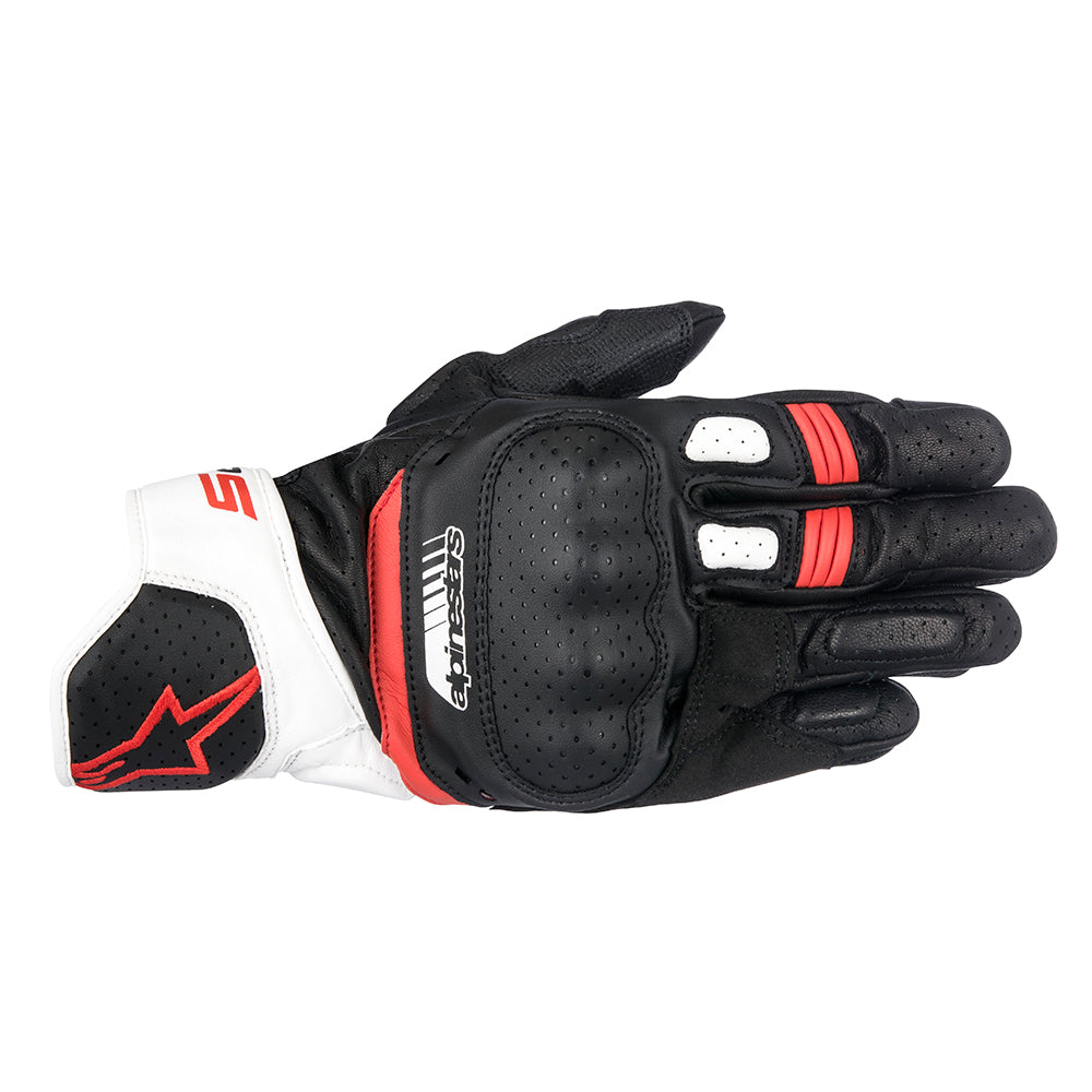 Alpinestars SP-5 Leather Gloves Black / White / Red - ThrottleChimp