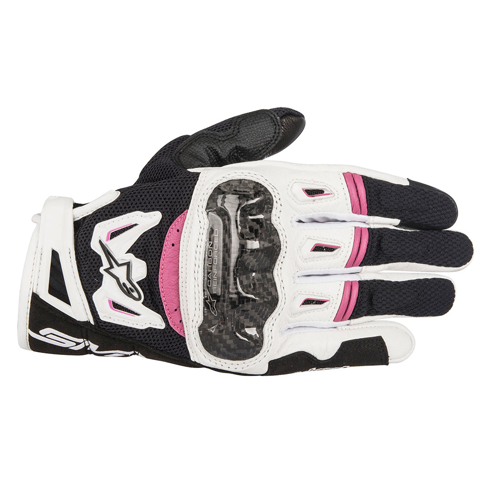 Alpinestars Stella SMX 2 V2 Air Carbon Ladies Gloves Black / White / Fuchsia - ThrottleChimp