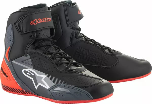 Alpinestars Faster-3 Shoes Black / Grey / Red FREE 1 Year Return, FREE UK Shipping | ThrottleChimp